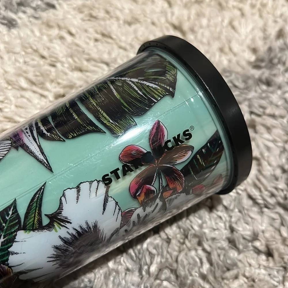 Rare Starbucks Tropical Floral Teal 24 oz Tumbler